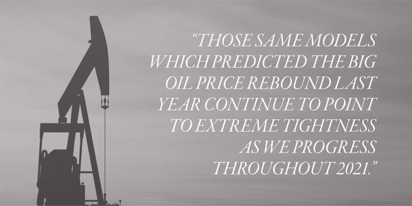 Those same models which predicted the big oil price rebound last year continue to point to extreme tightness as we progress throughout 2021