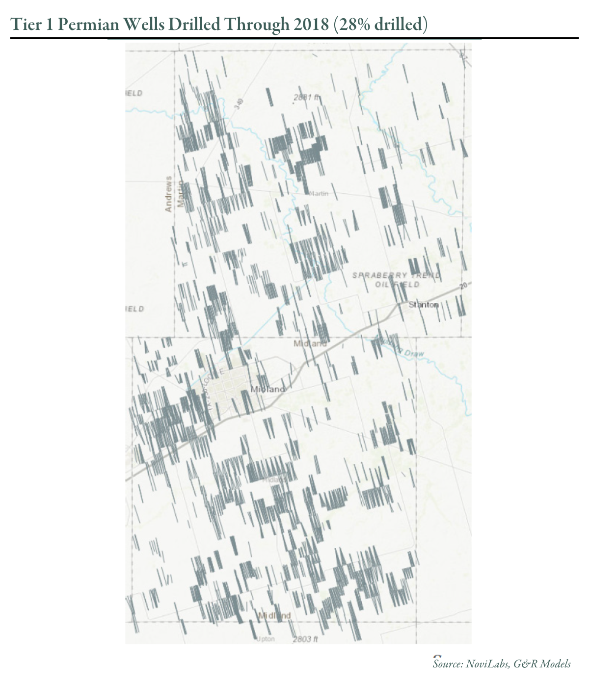 Tier 1 Permian Wells Drilled Through 2018 (28% drilled)