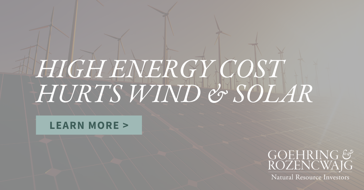 High Energy Cost Hurts Wind & Solar