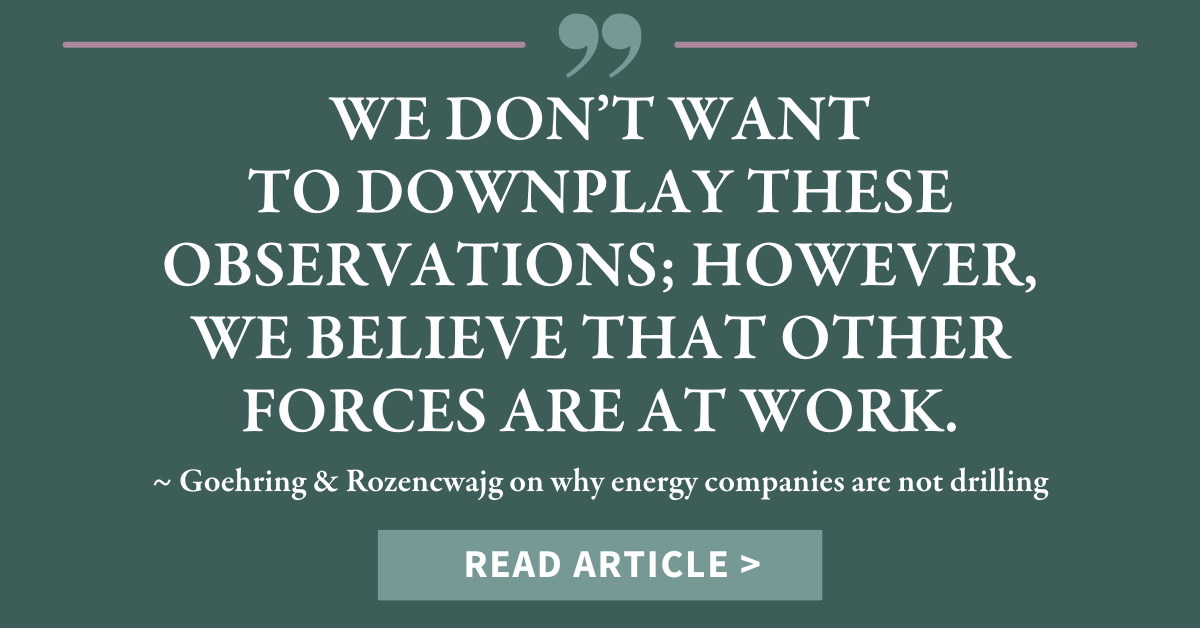 Goehring & Rozencwajg discuss the possible reasons why energy companies are not drilling. 