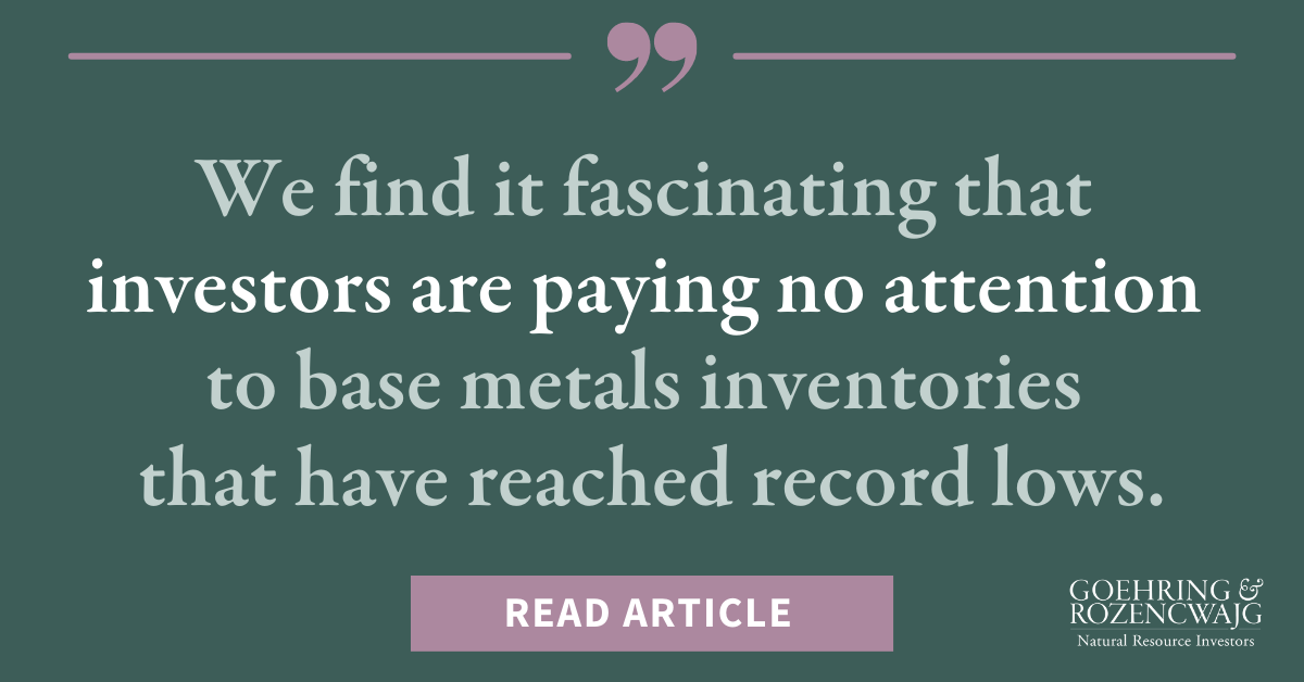 In this blog, G&R discusses why they believe this is going to be a decade of shortages ahead in base metals.