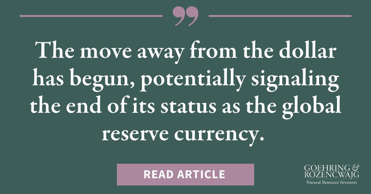 In this blog, G&R discuss the US Reserve Currency and Commodities. 