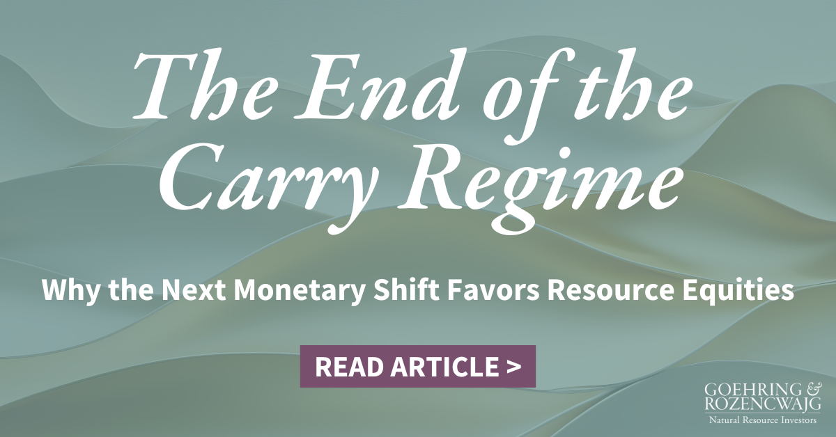 The End of the Carry Regime: Why the Next Monetary Shift Favors Resource Equities